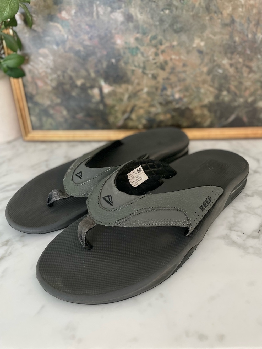 REEF Fanning Bottle Opener Sandals Flip Flop Gray Mens Size 13